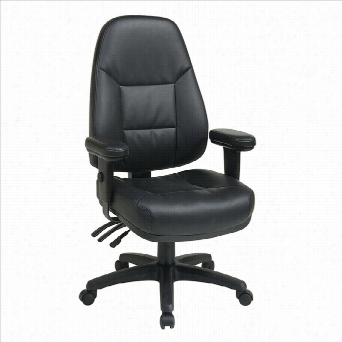 Office  Star Professional Ergonomic High Bck Black Eco Leather Office Chair