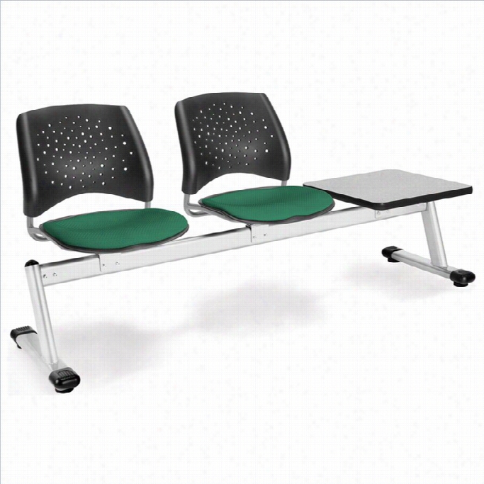 Ofm Stqr Beam  Seating With 2 Seats And Table In Shamoc Green And Gray