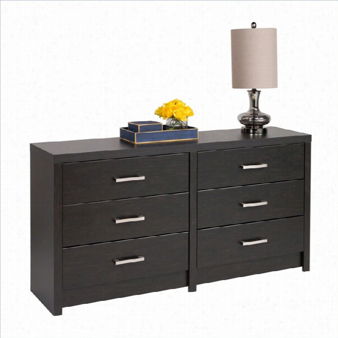 Prpeac District 6-drawer Dresser In Black Laminate