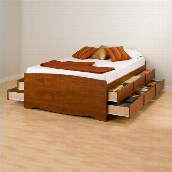 Pdepac Monterey Cherry Tall Saturated Platfo Rm Stor Age Bed