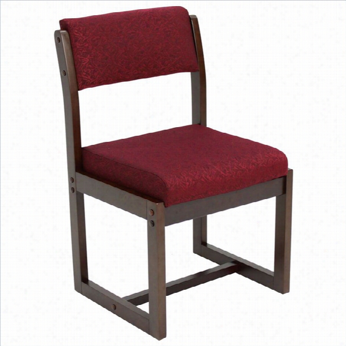 Regency Belcino Sled Base Side Guest Chair In Mocha Walnut And Burgundy