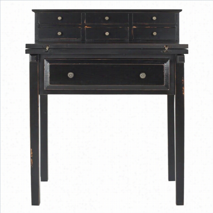 Safavieh Abigail Pine Woo Ddesk In Black