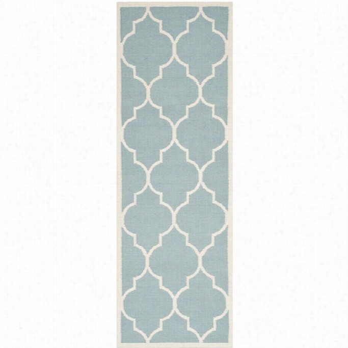 Safavieh Dhurries Light Bluue Cotnemporary Rug - 2'6 Xx 10'