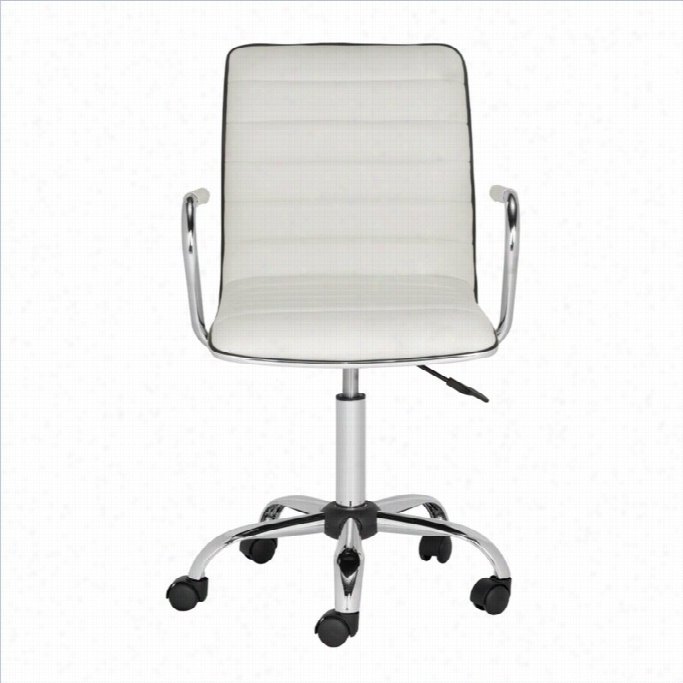 Safavieh Jonika Chrome Steel Desk Office Chair In White
