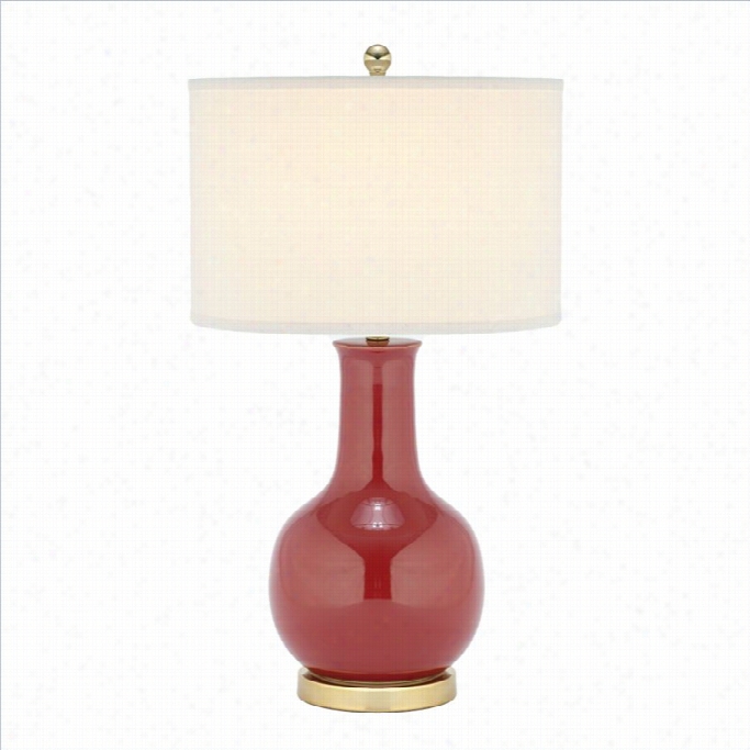 Safav Ieh Judy Ceramic Red Lamp Upon Whute Shade