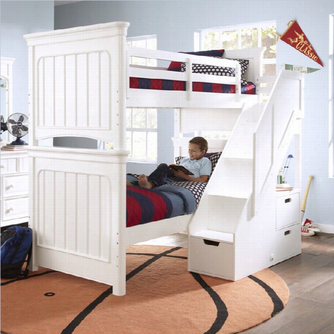 Samuel Lawrence Fjrniture Su Mmertime White Doubled Over Twin Bunk Bed W/ Steps