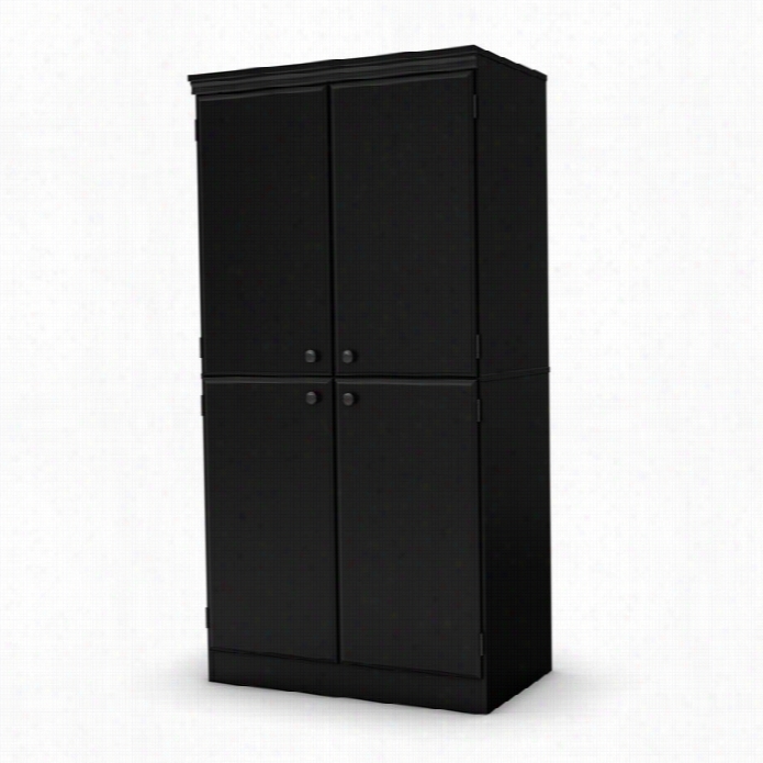 Sotuh Shore Morgan 4 Door Woood Storage Cabiinet In Black