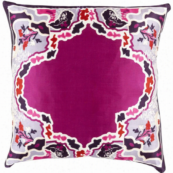 Surya Geisha Poly Fill 22 Square Pillow In Purpel And Grya