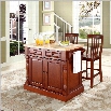 Crosley Oxford Butcher Block Top Kitchen Island with Stools in Cherry