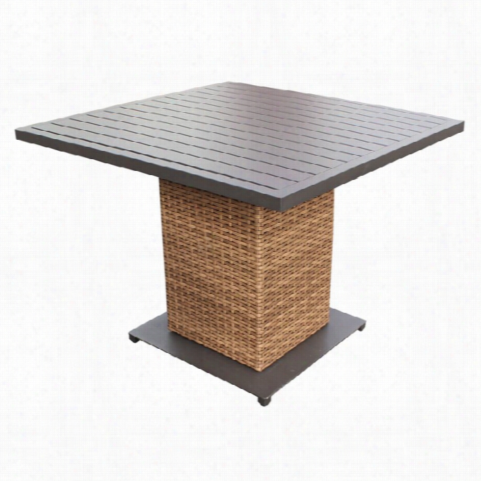 Tkc Laguna Square Wicker Patio Dining Table In Caramel