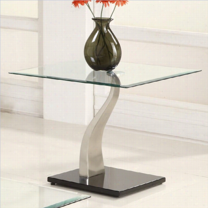 Trent Home Atkins Glass Top Endtable In Crome