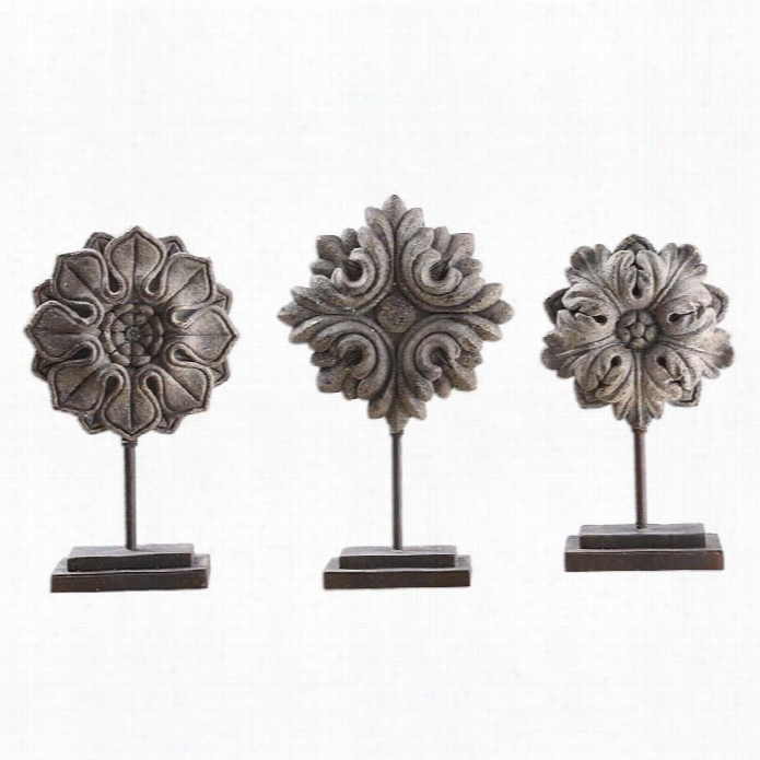 Uttermost Alarik Aged Ivory Florals (set Of 3)