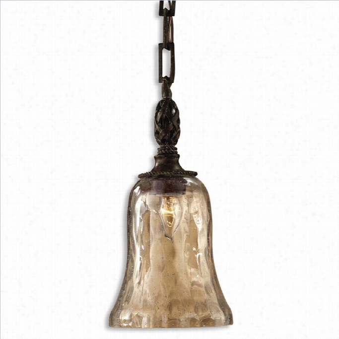 Uttermost Gaelana Eeded Glass Mini Pendant In Antique Saddle