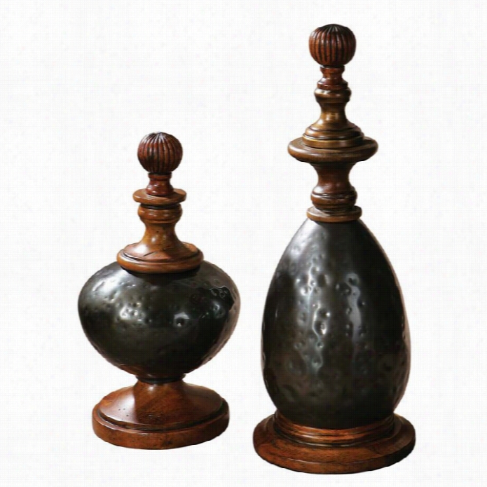 Uttermost Javini Metal Finials (regular Of 2)