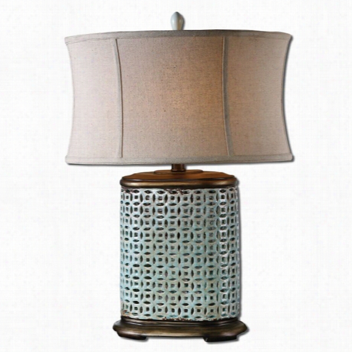 Uttermost Rosignano Pierced Ceramic Table Lamp In Crackled Blue