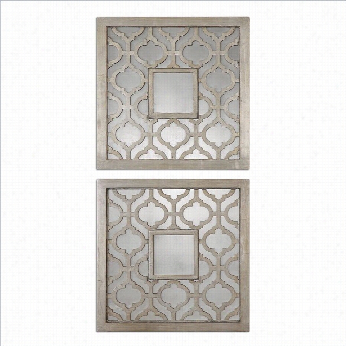 Uttermo T S Orbolo Squares Decorative Mirror In Silver (set Of 2)