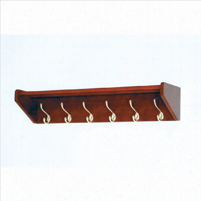 Woo Den Mallet Hat And Coat Rack With 6 Brass Hooks In Mahogany