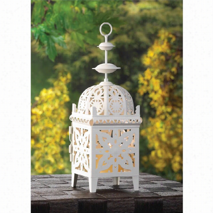 Zingz And Thingz Medallion Canele Lantern In White