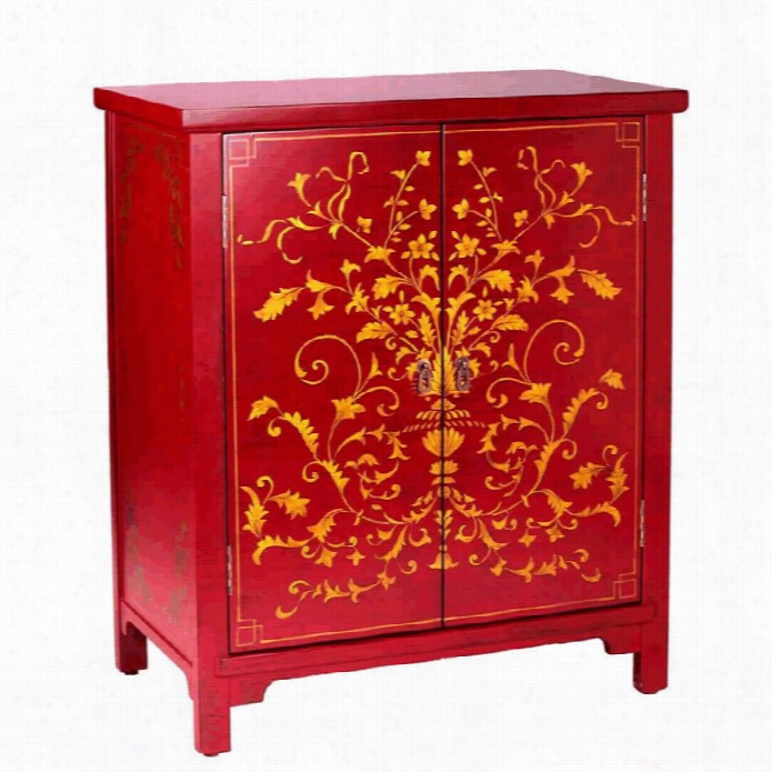 Abbyson Living Old Parmita Hand Painted Accent Chest In Red