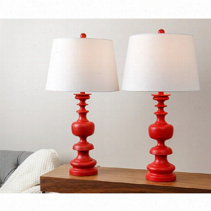 Abbyson Living Lilliana Table Lamp In Red (set Of 2)