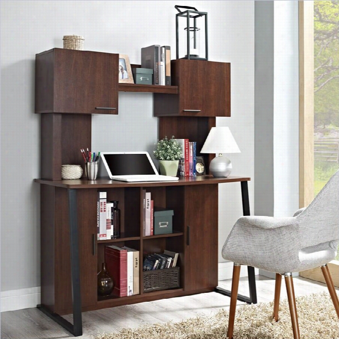 Altra Furniture Empire Desk With Hutch In Cherry Finish