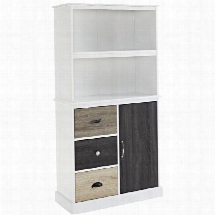 Altra Furniture Merrcer 2 Shelf Bookcase With Tsorage Drawers In White