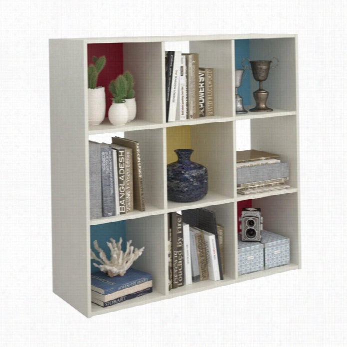 Ameriwood Altr Awink 9 Cube Wood Storage Bookcase In White