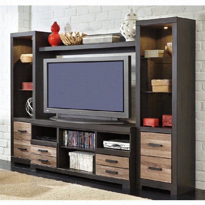 Ashley Harlinton Entertainment Center In Warm Gry