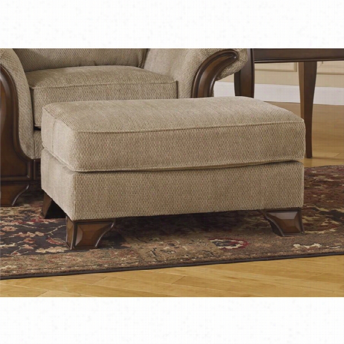 Ashley Lanett Fabric  Ottoman In Barley