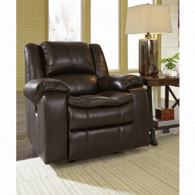 Ashley Long Knight Faux Leather Power Ro Cker Recliner In Brown