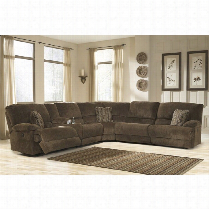 Ashley Pviot Point 6 Piece Power Reclining Secttional In Truffle