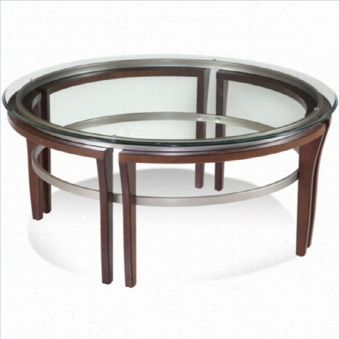 Bassett Mrror Fusion Round Glass Top Cocktaill Taboe In Cappuccino