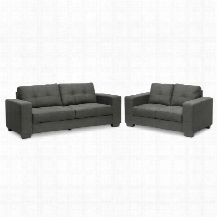 Baxton Studio Westerlund 2 Piece Fabric Couch Set In Gray