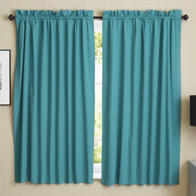 Blazing Needles Twill Curtain Panelss In Aqua Blue (set Of 2)