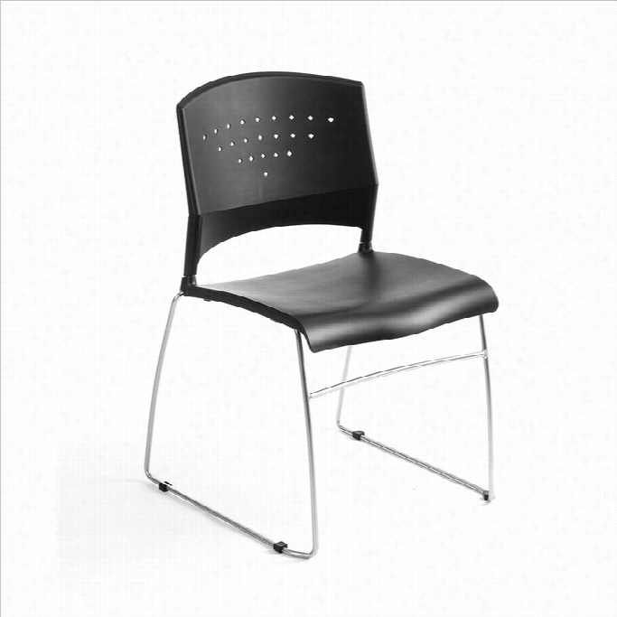 Boss Office Stacking Chrome Frame Office Stacking Chair In Black (set Of 5)