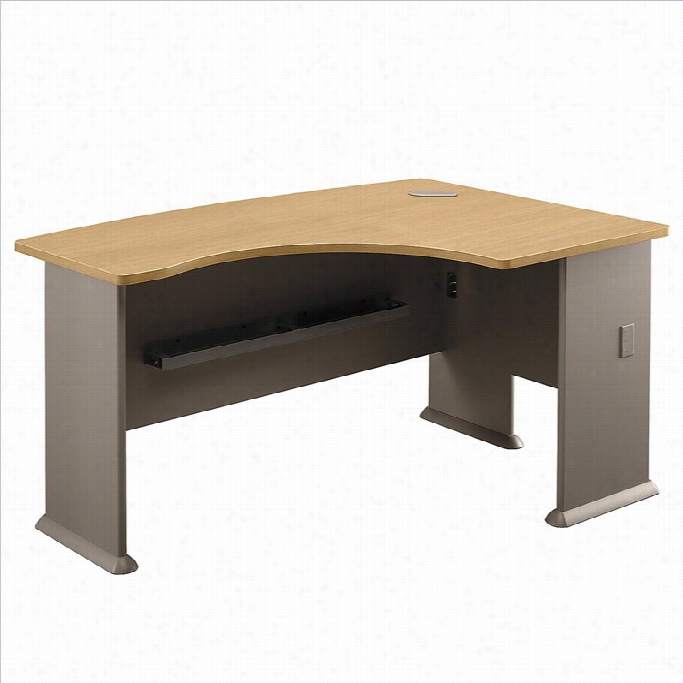 Bush Bbf Series A 60w X 44d Rh L-bow Desk In Light Oak