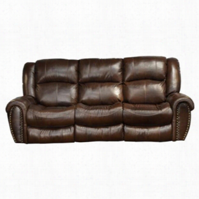 Catnapper Jordan Leather Power Lay Flat Reclining Sofa In Tobacco