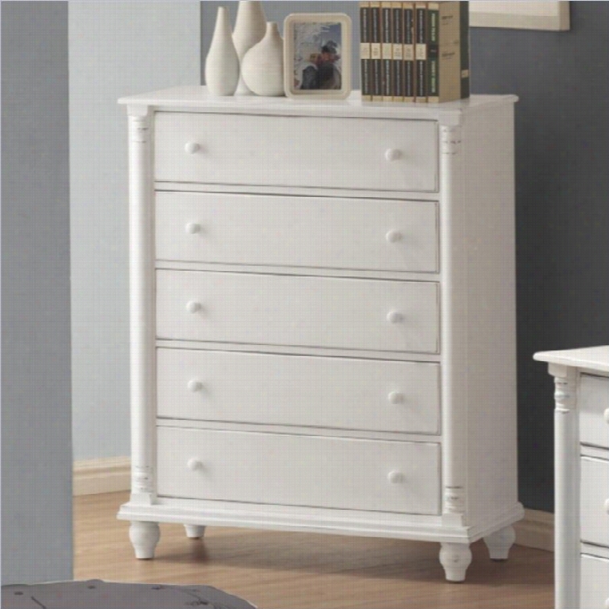 Coaster Kayla  5drawer Chest In Distressed White Finish