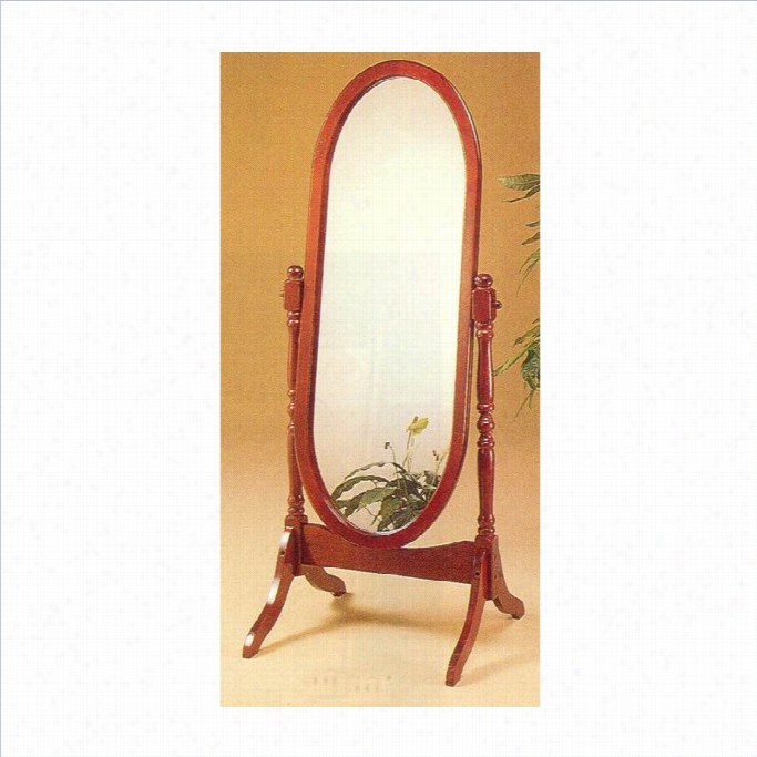 Coaster Oval Cheval Mirror In Cherry