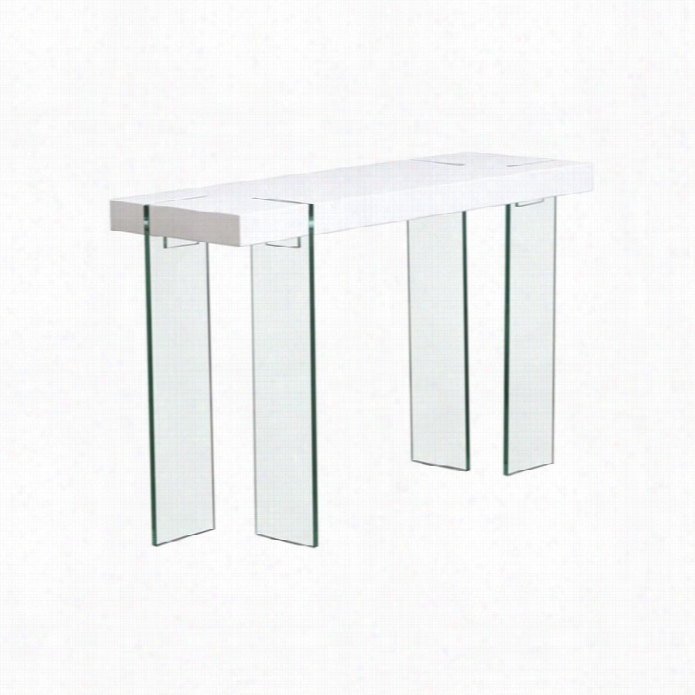 Diamond So Fa 47 Consolet Able With Glass Legs In White Lacquer