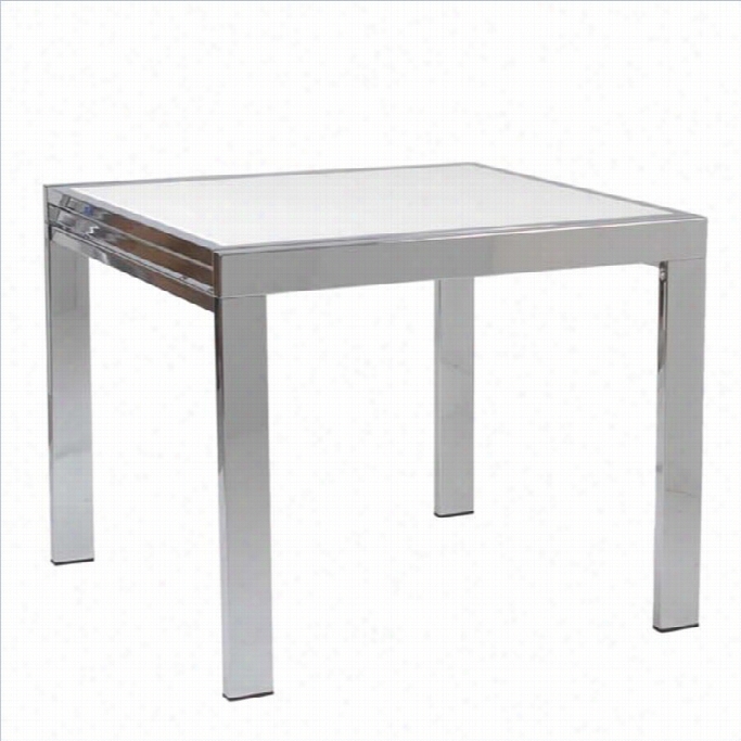 Eurostyle Duo Square/rectangulaar Extension Dining Table In Chrome And Pure Whiite Glass