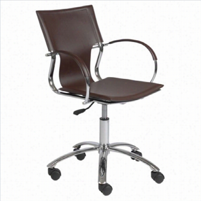 Eurostyle Vvinnie Office Chair In Brown Leather/chro Me