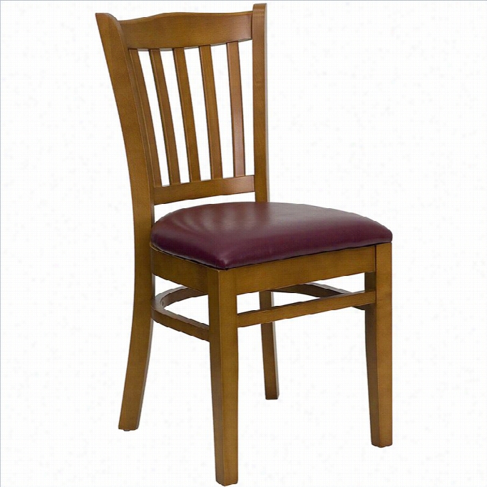 Flash Furniture Hercules Dining Chair In Cherry With Burgundy  Seat