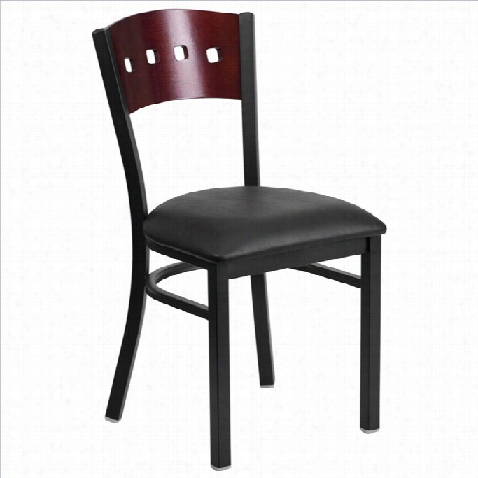 Flash Furniture Hercules Series Upholstered Restaurant Dining Seat Of Justice In Mahogany And Black