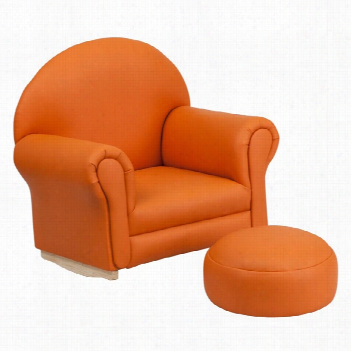 Flash Furniture Kids Orange Vinyl Rocker Hcair And Footrest