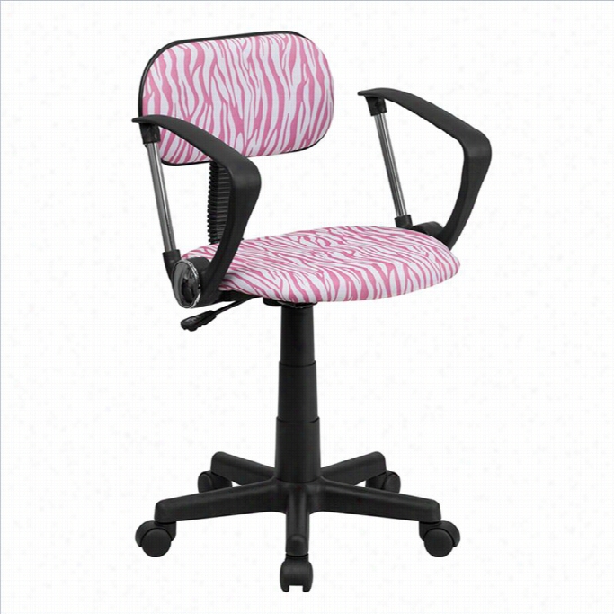 Flash Furniture Pink And White Zebra Print Computer Office Chair With War