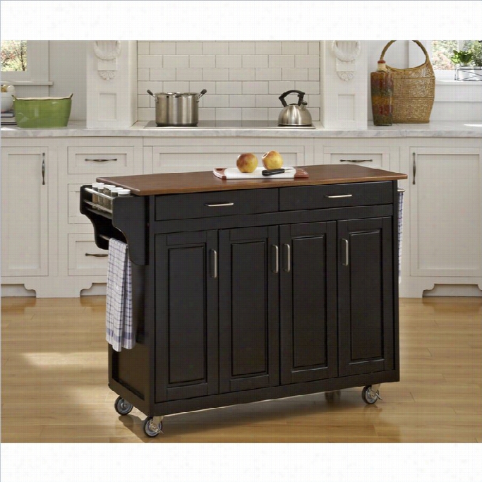 Homs Styles Create-a-cart In Black Finish With Oak Top