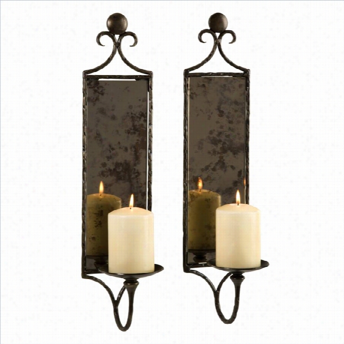 Imax Corporation Hammered Mirror Wall Sconce (set Of 2)