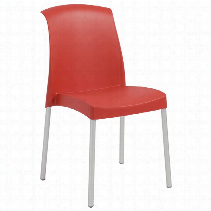 Italmodern Jenny Stacking Dining Chair In Red And Aluminum