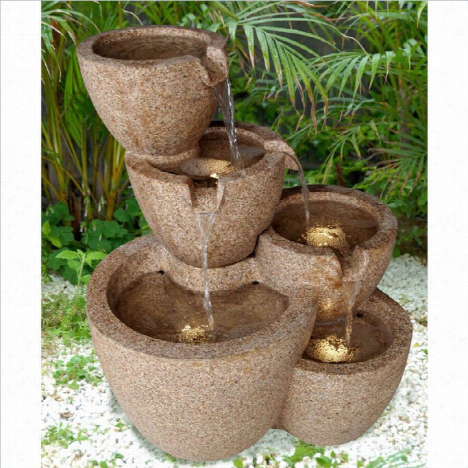 Jeco Muiti Pots Sandstobe Outdoor Indoor Water Fountain With Led Lights